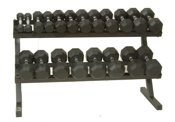 Troy VTX Rubber Dumbbells 5 to 50 Pound lb. Set w/ Rack  