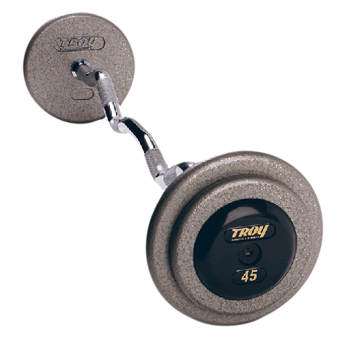 Troy Pro Style Curl Barbells with Gray Weight Plates [HZB]