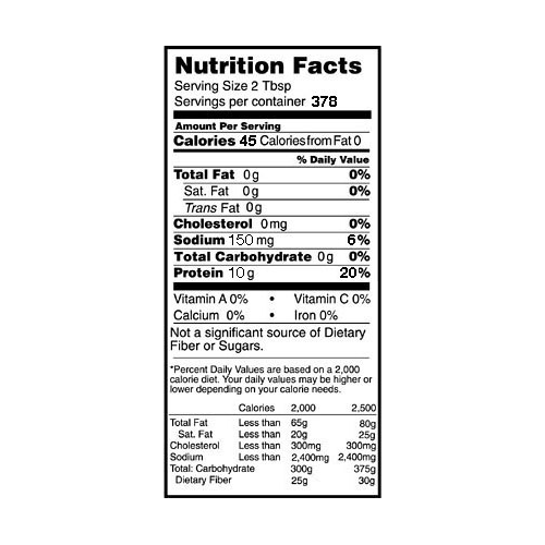 Rose Acre Farms Egg White Protein Powder Nutrition Label (10 lb box)